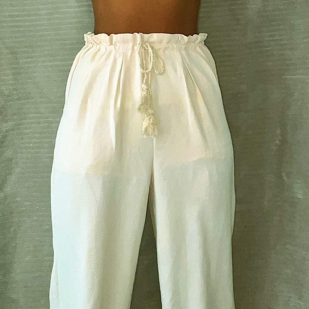 Full length cream boho pant